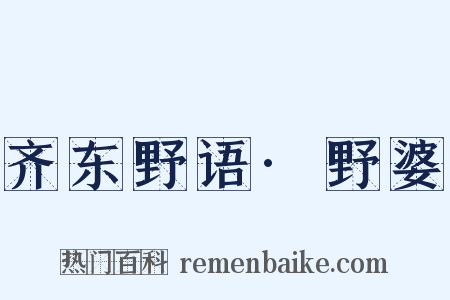 齐东野语·野婆是什么意思的图片